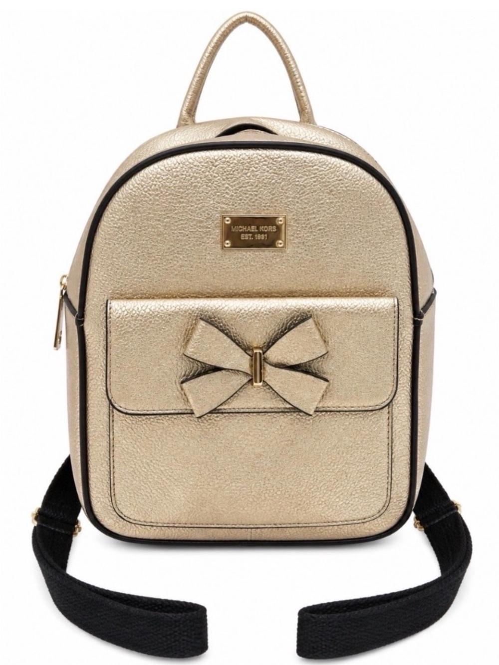 Adorable Gold Metallic Mini Backpack with Bow Accent